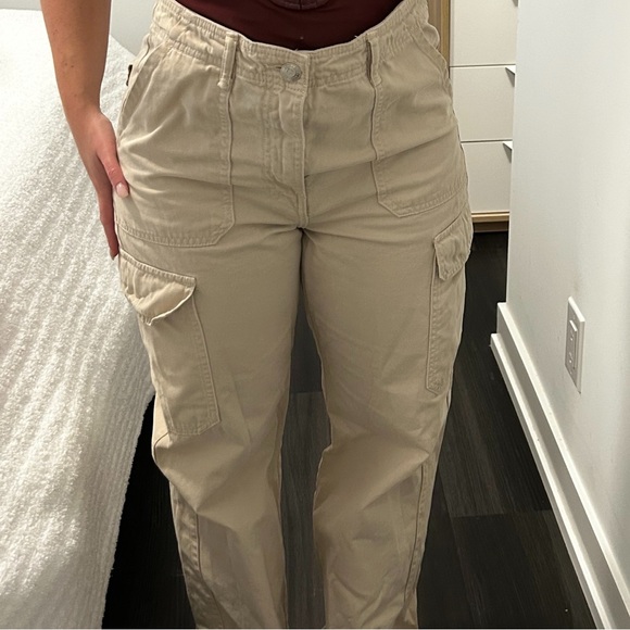 Zara Beige Cargo Pants Size 6 - Picture 3 of 3
